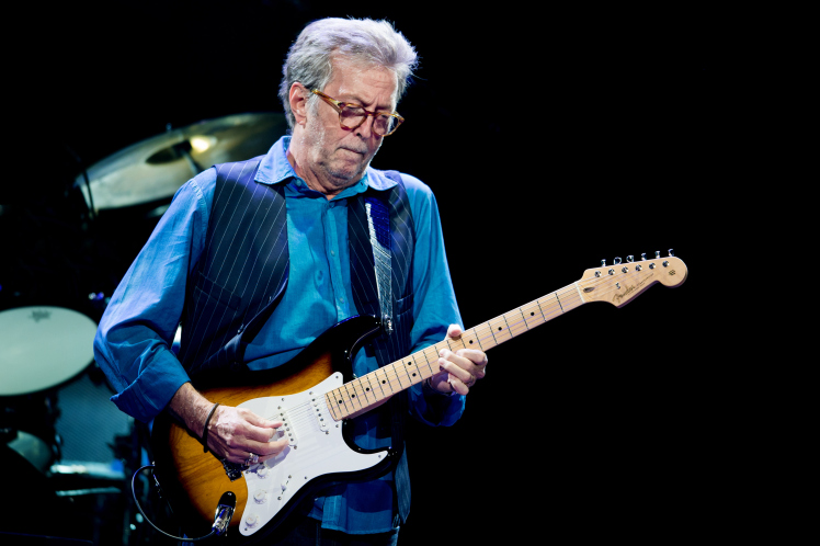 LONDON, ENGLAND - MAY 14: Eric Clapton performs at Royal Albert Hall on May 14, 2015 in London, United Kingdom (Photo by Neil Lupin/Redferns via Getty Images)