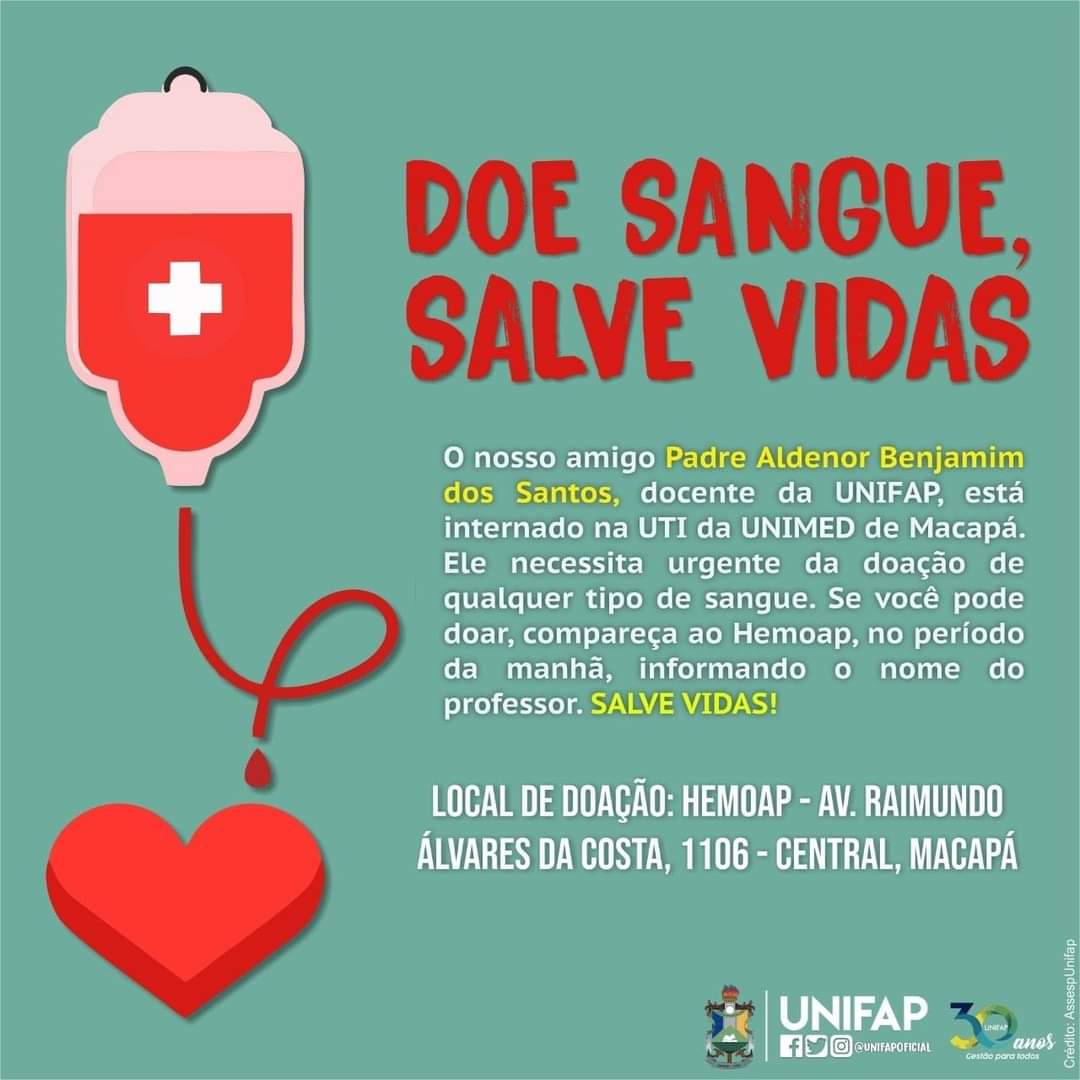 Padre Aldenor precisa de sangue. Ajudem!
