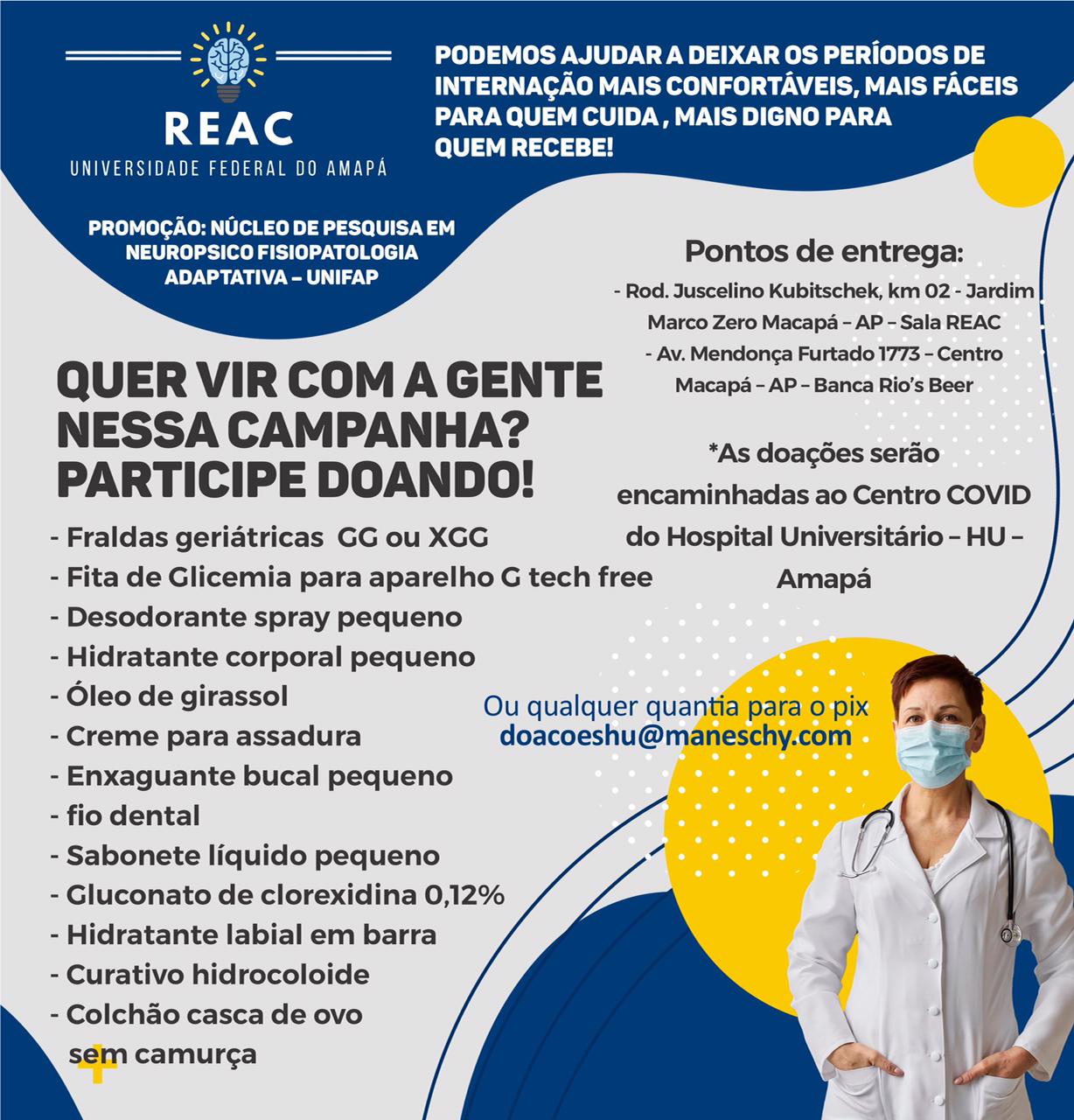 Campanha Solidária: Professores e Acadêmicos do Curso de Enfermagem da Unifap arrecadam materiais para pacientes internados com Covid-19 no Hospital Universitário