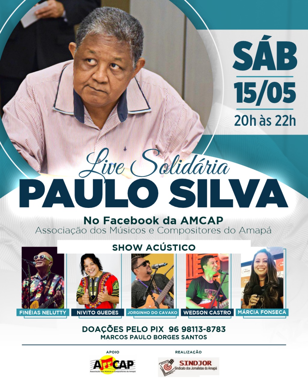 HOJE: live musical solidária vai ajudar jornalista amapaense em tratamento oncológico