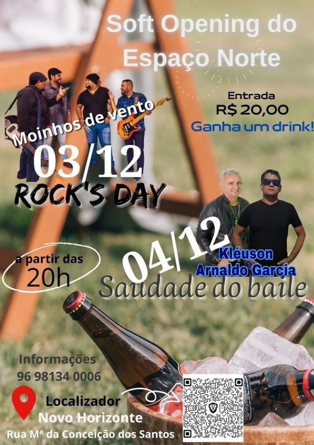 Com shows de Rock e Seresta em duas noites de festa, 3 e 4 de dezembro marcam o “Soft Opening” do “Espaço Aberto”, o novo local de eventos de Macapá