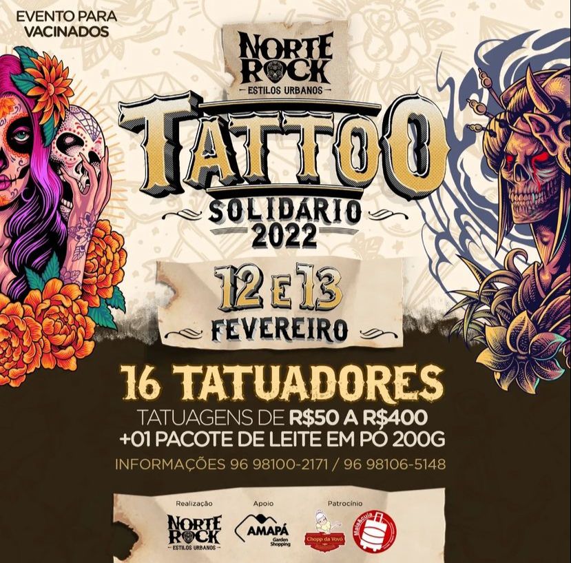 “Tattoo Solidário” 2022 reúne 16 tatuadores afim de arrecadar doações para ajudar instituição de caridade