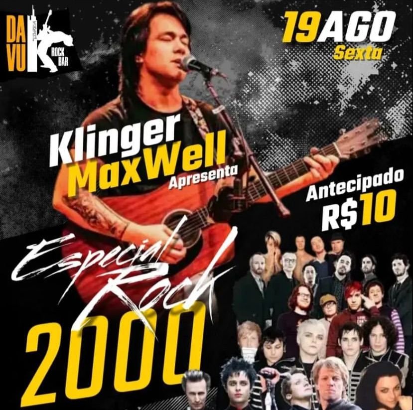 Alerta de nostalgia: Especial Rock Anos 2000 acontece nesta sexta-feira (19) no Davuka Rock Bar (Sucesso, @mln_filho e @klingermaxwell)