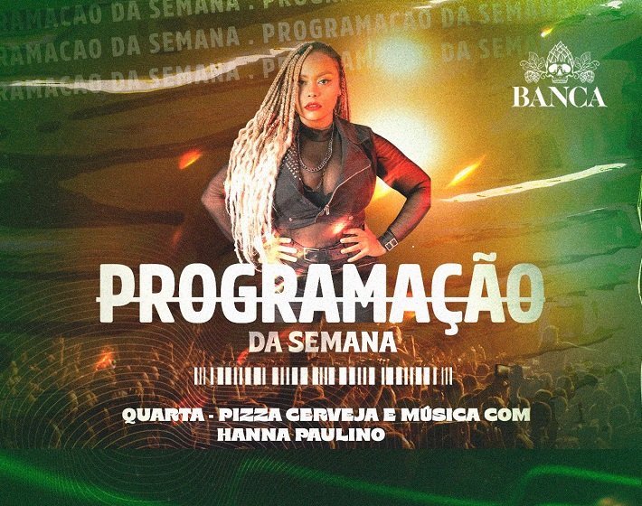 Pizza, cerveja e Rock no Banca Pub: cantora Hanna Paulino e violonista Bruno Milhomem são as atrações nesta quarta-feira (3) – @Hherval & @hanna_paulino