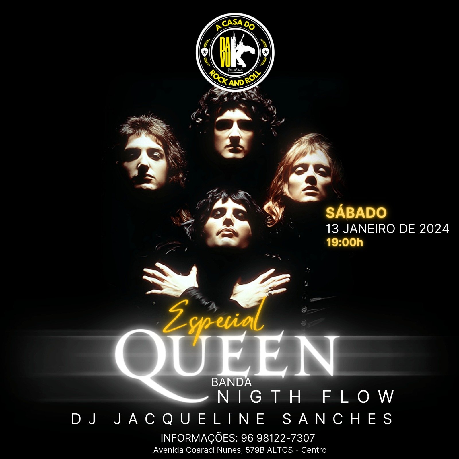 Rock and Roll: neste sábado (13), rola a volta do Davuk Rock Bar, com show/tributo a Queen, da banda Night Flow