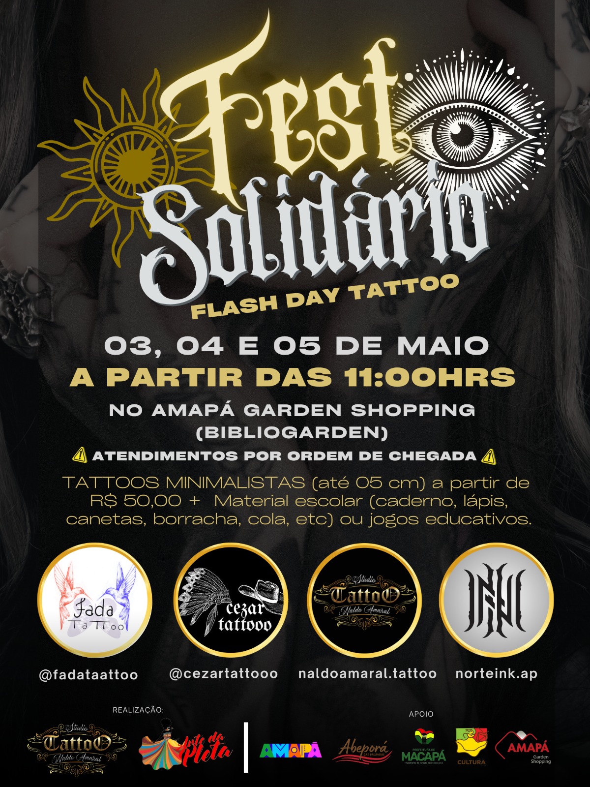 Artistas da Tatuagem, da poesia e música se reúnem no Fest Tattoo Solidário