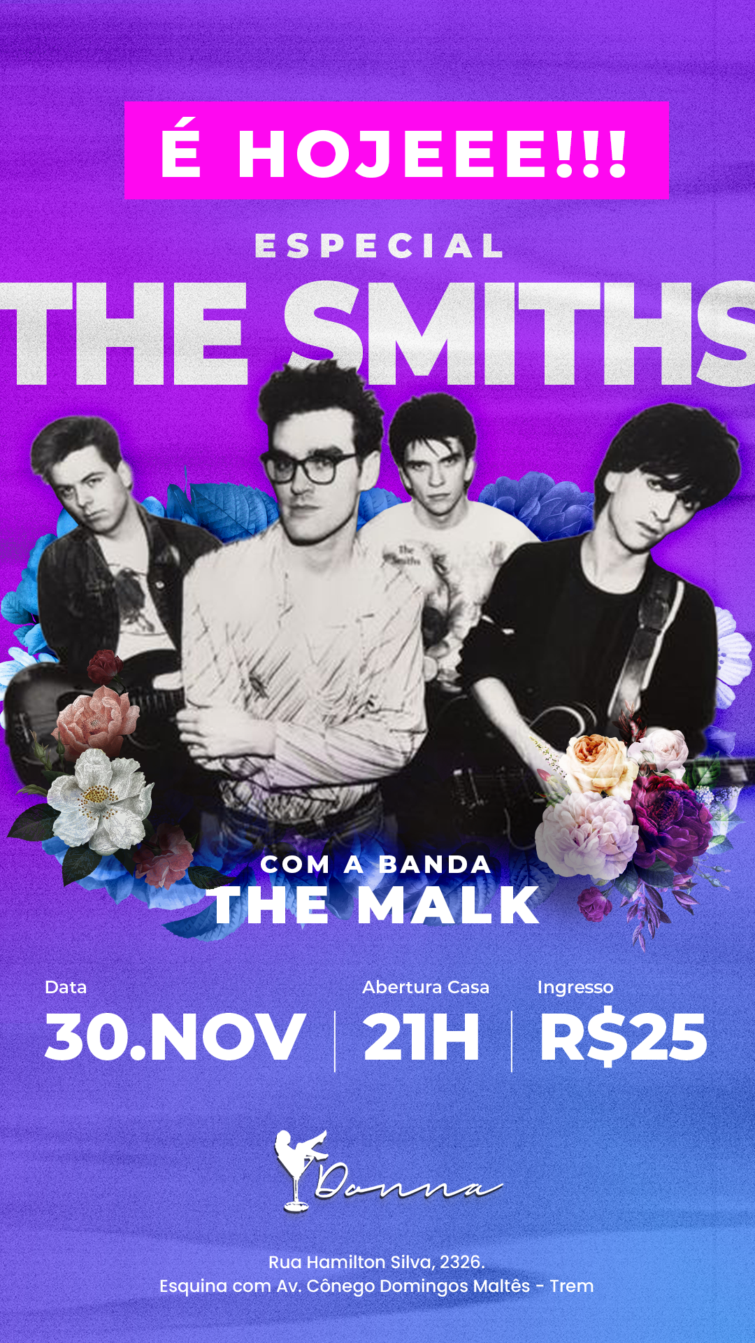 Rock and Roll: neste sábado (30), rola Especial The Smiths, da banda The Malk, na boite Donna